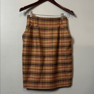 Vintage Emanuel Ungaro wool Multicolor Plaid Pencil Skirt size 4